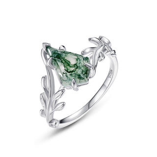 Vinebound Glimmer · Kite Cut Moss Agate Promise Ring