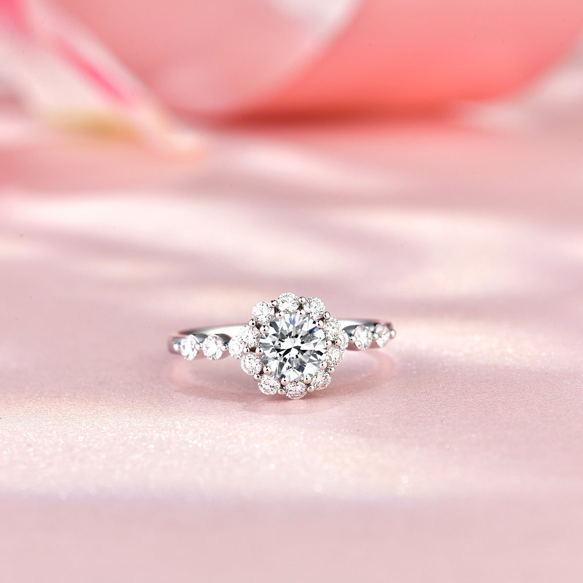 Camellia Love Oval Cut Lab Diamond Bridal Ring