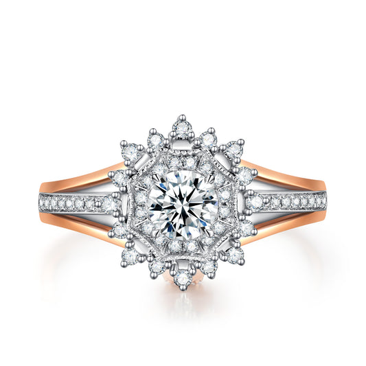 Splendor Of The Stars Dichromatic Oval Cut Lab Diamond Bridal Ring