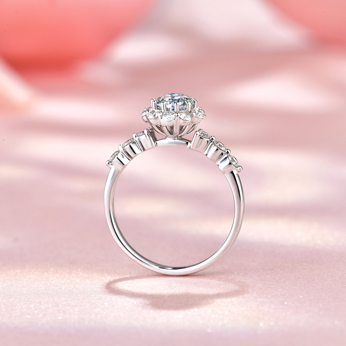 Camellia Love Oval Cut Lab Diamond Bridal Ring