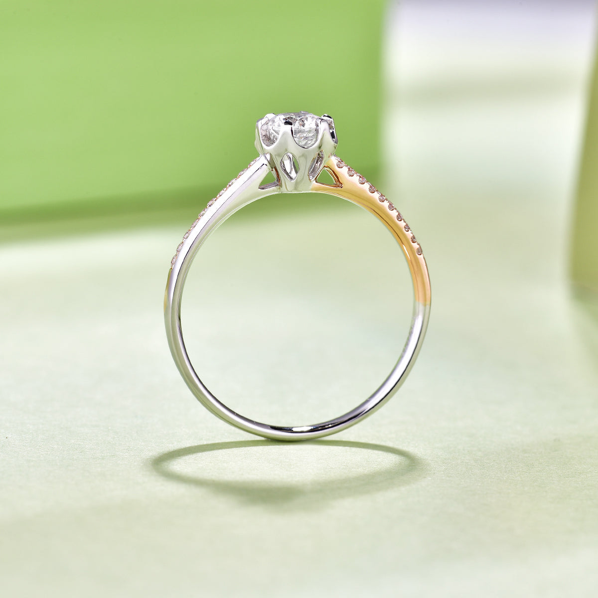 Have deep affection for  Dichromatic Lab Diamond Engagement Ring