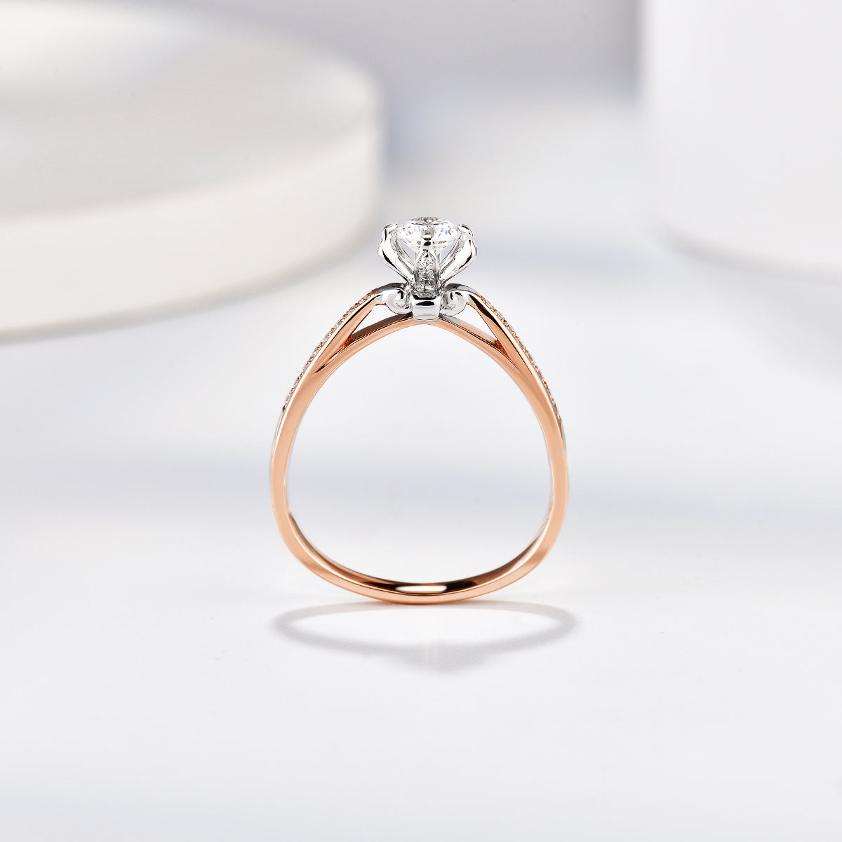 Florescence Dichromatic Oval Cut Lab Diamond Bridal Ring