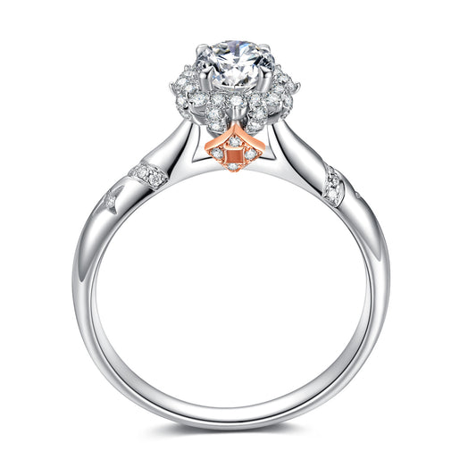 Star's Companion Dichromatic Oval Cut Lab Diamond Bridal Ring