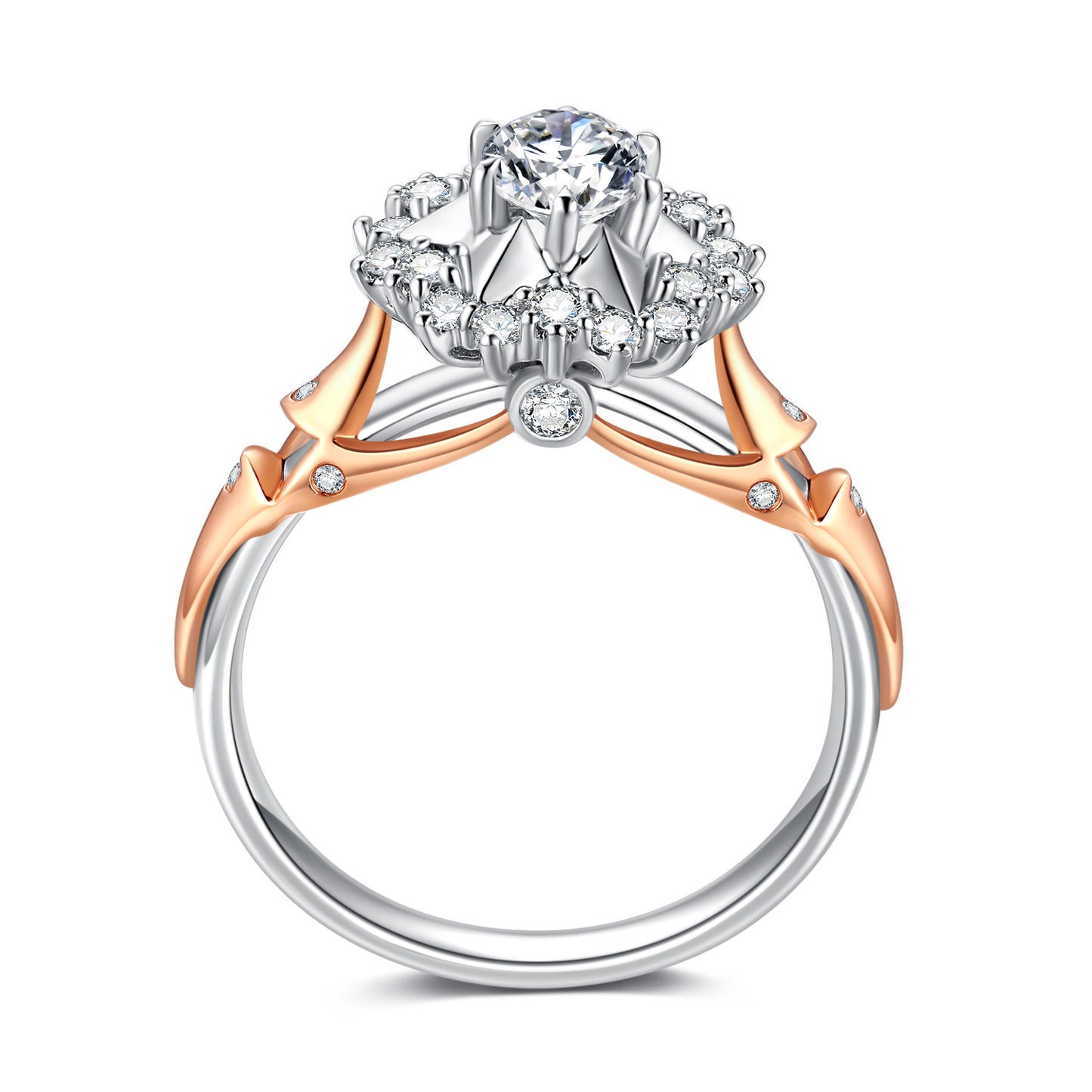 Meteor Dichromatic Oval Cut Lab Diamond Bridal Ring