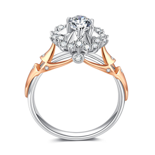 Meteor Dichromatic Oval Cut Lab Diamond Bridal Ring