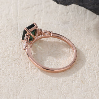 Verdant Grace · Emerald Cut Green Tourmaline Promise Ring