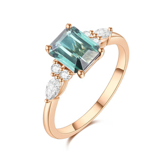 Verdant Grace · Emerald Cut Green Tourmaline Promise Ring