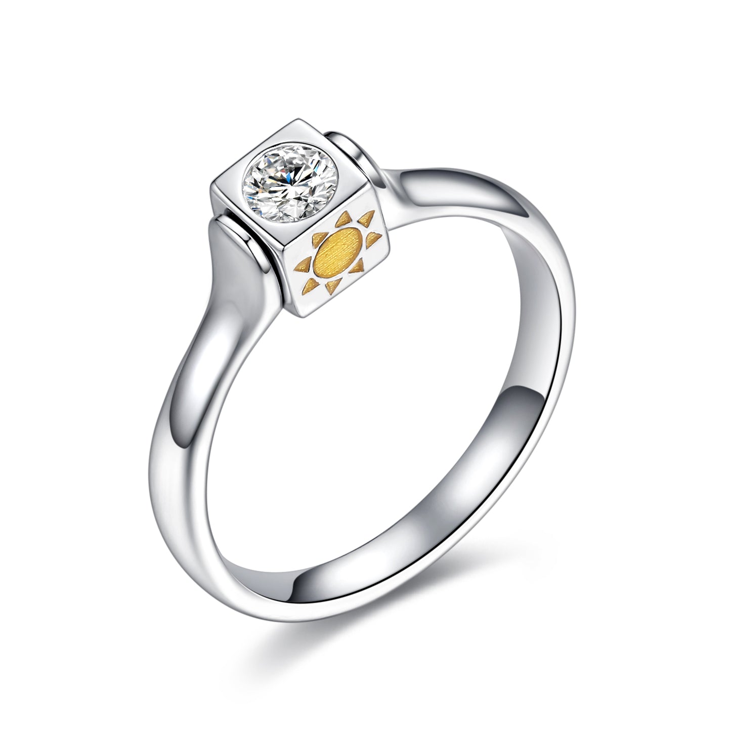 Rotating Rubik's Cube Oval Cut Lab Diamond Bridal Ring