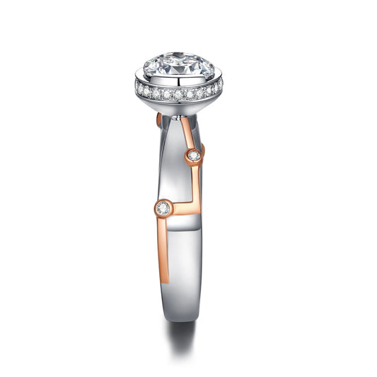 Constellation Dichromatic Oval Cut Lab Diamond Bridal Ring