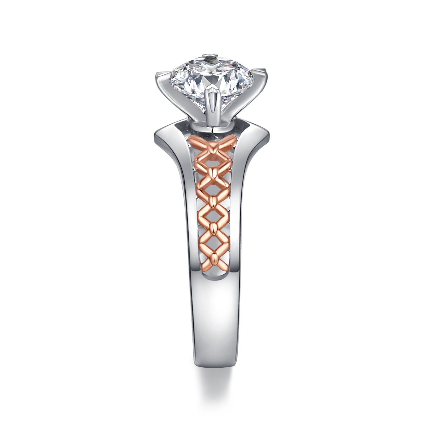 Ribbon Dichromatic Oval Cut Lab Diamond Bridal Ring