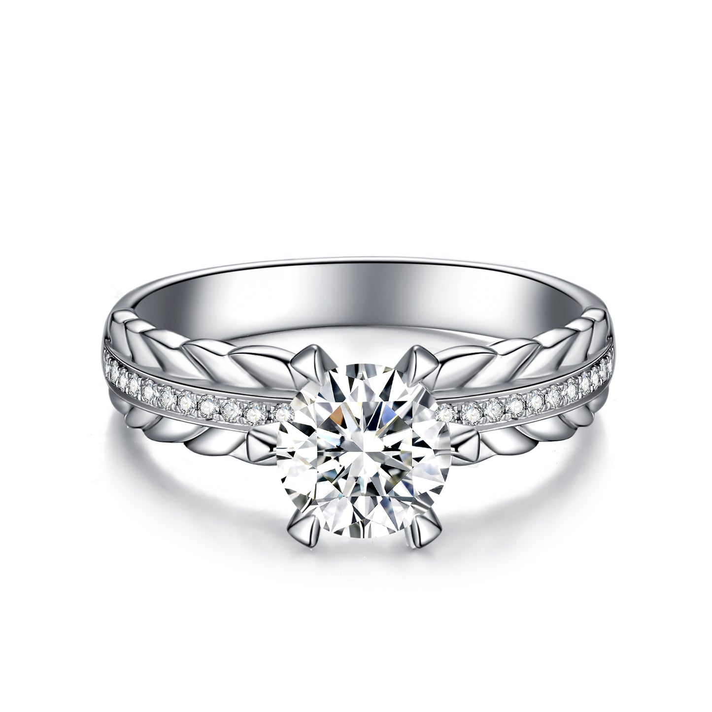 Ear Of Wheat Oval Cut Lab Diamond Bridal Ring