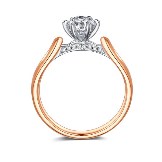 Focus Dichromatic Oval Cut Lab Diamond Bridal Ring