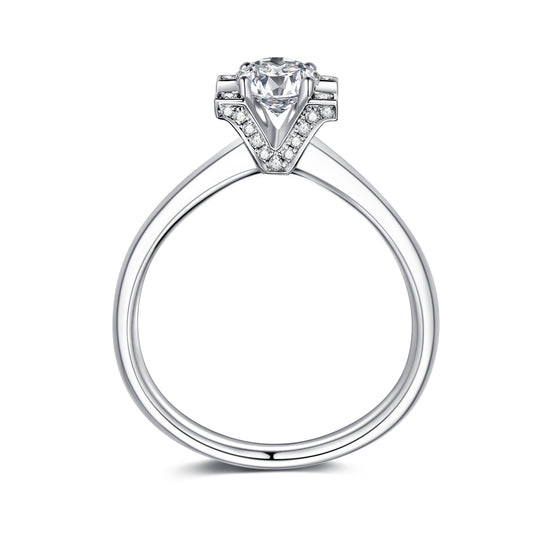 V Word Oval Cut Lab Diamond Bridal Ring