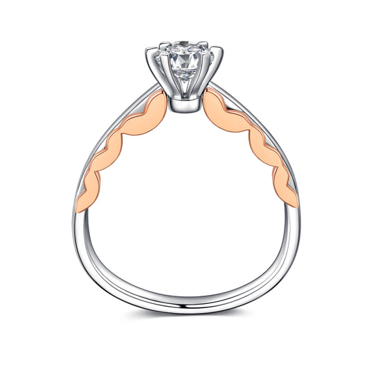 Wave Dichromatic Oval Cut Lab Diamond Bridal Ring