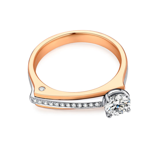 T Arm Dichromatic Oval Cut Lab Diamond Bridal Ring