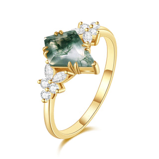Whispering Grove • Kite Cut Moss Agate Promise Ring