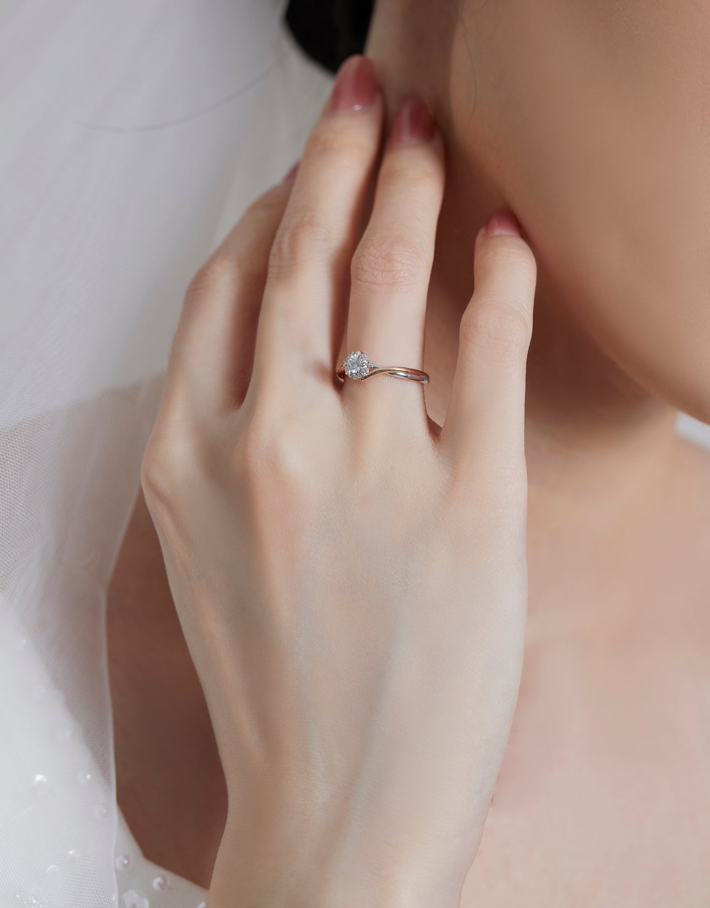 Happy Departure Dichromatic Oval Cut Lab Diamond Bridal Ring