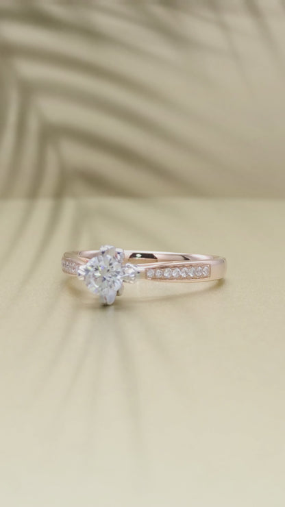 Florescence Dichromatic Oval Cut Lab Diamond Bridal Ring